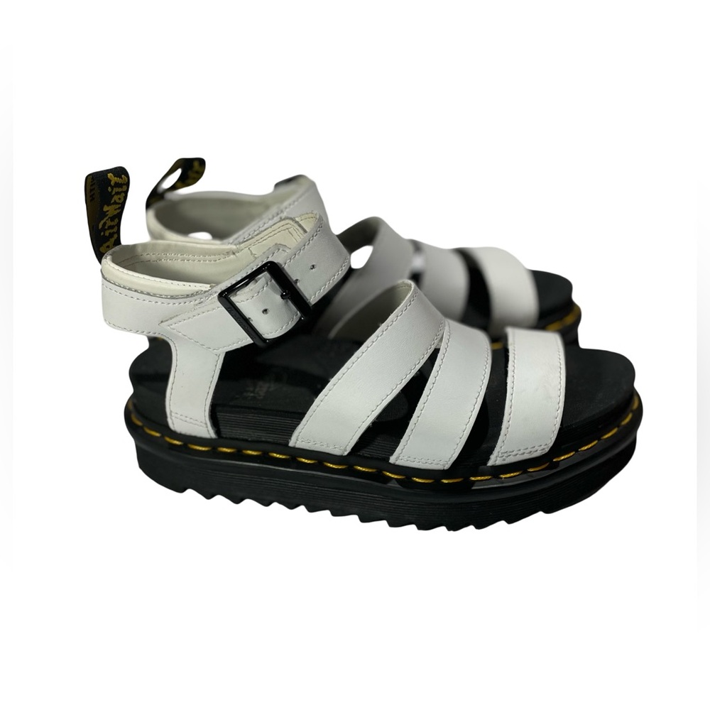 Dr. Martens White Leather Platform Gladiator Sandals